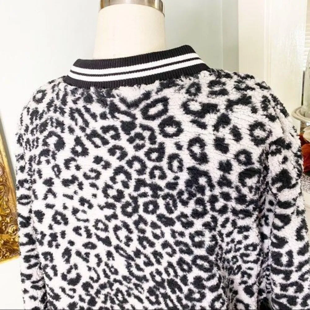 Victoria’s Secret PINK Leopard Print Sherpa Bomber Jacket Limited Edition Large - Image 6