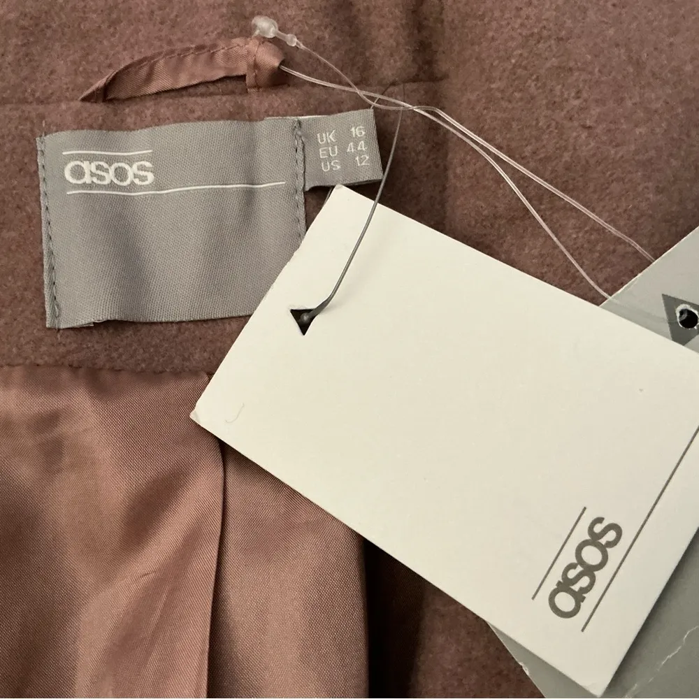 double breasted pink wool blend pea coat fit & flare lapel collar size 12 - Image 11