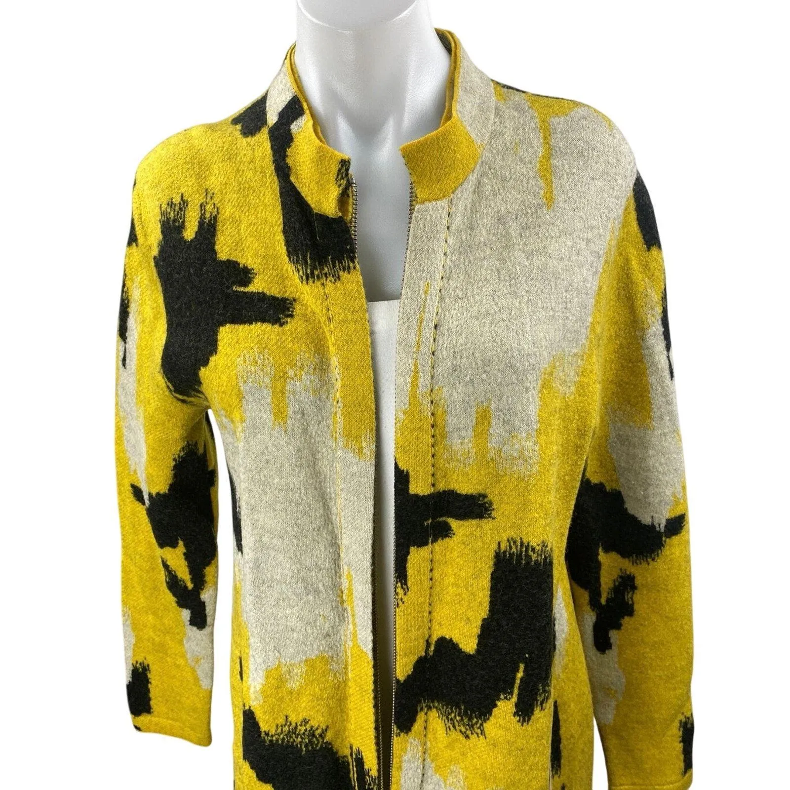 2ndday 100% Wool Women's Multicolor Open Front Long Sleeve Coat Jacket Size S - Image 3