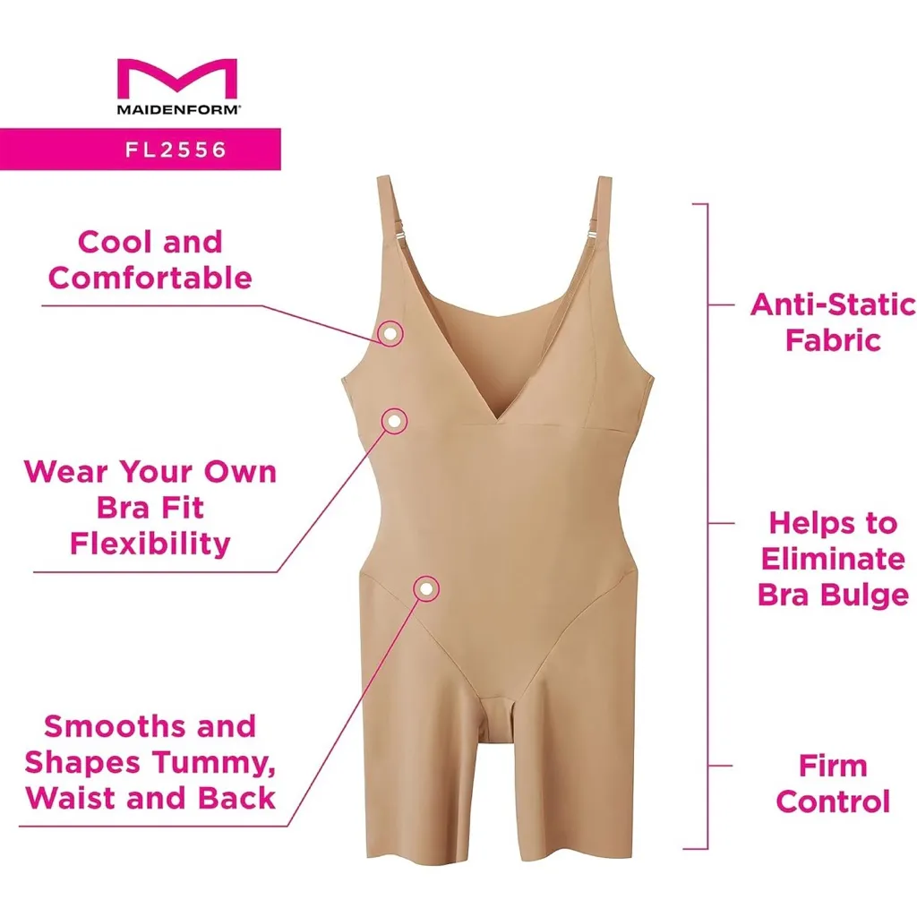 NEW Maidenform Tummy Control Shapewear Bodysuit Slimming High Waist Women's L - Image 9