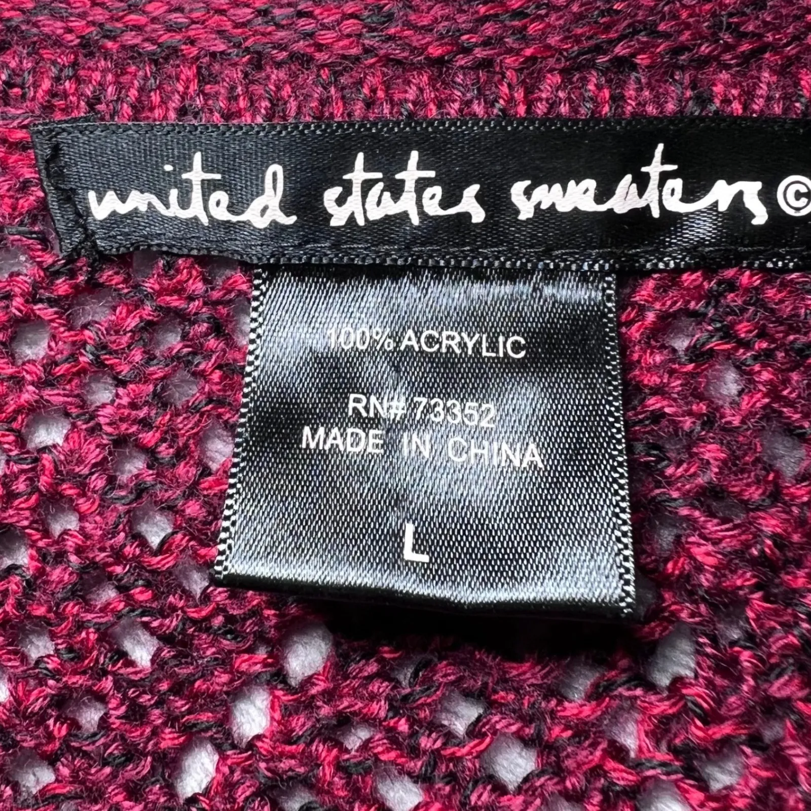 United States Sweaters Knit Diamond Pattern Sweater Womens Large Burgundy Boho - Image 4