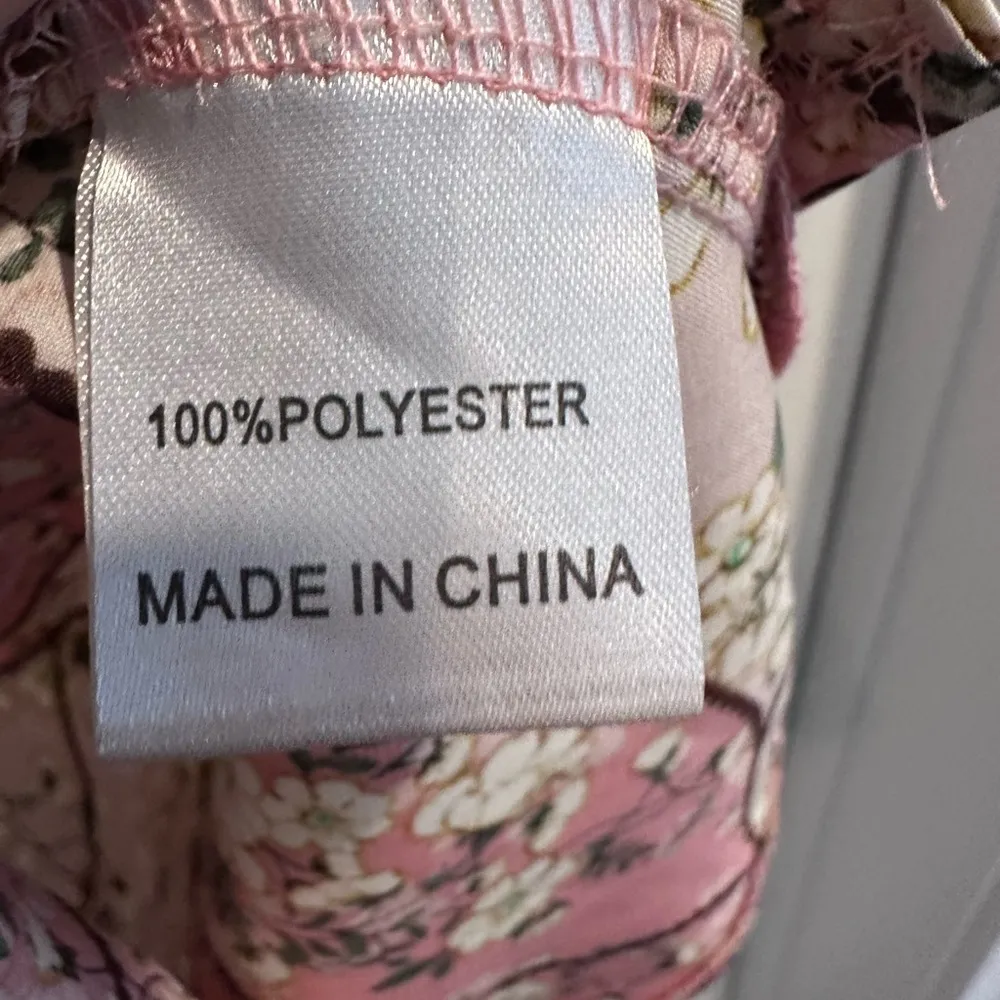 Kiss the Sky Satin Geometric Pink Floral Slip Dress XS - Image 6