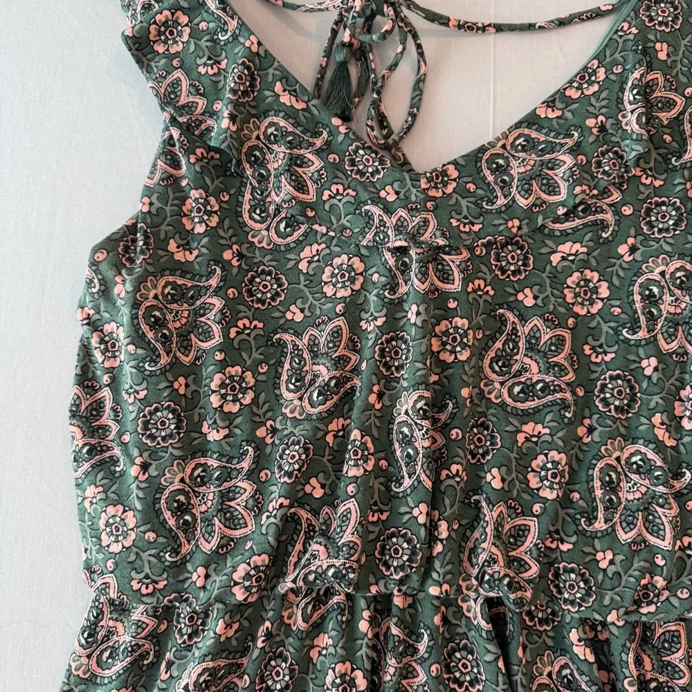 Ann Taylor LOFT Paisley Print Ruffle V-Neck Tie Back Dress - Image 4