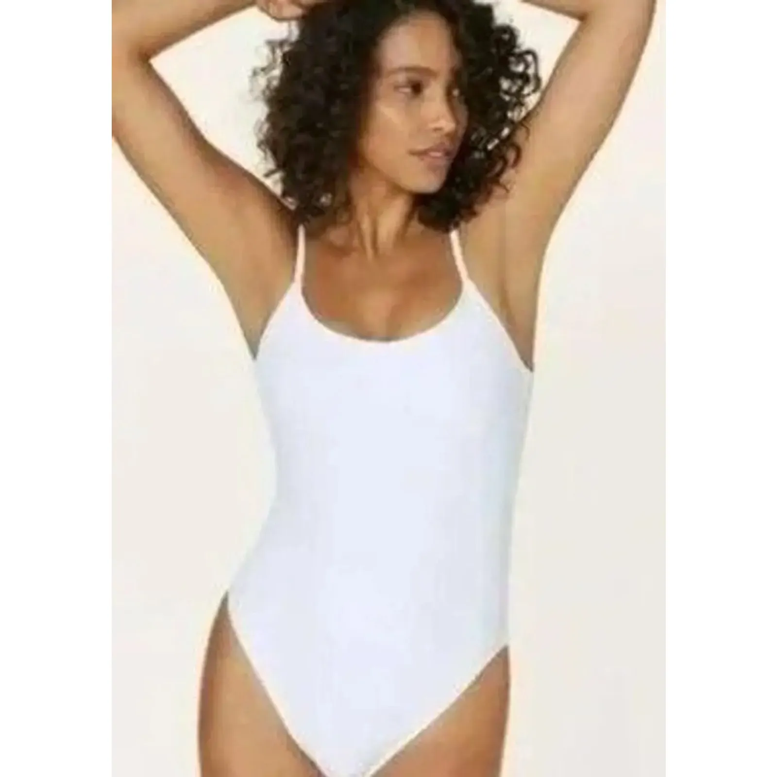 NWT Andie The Laguna Ribbed ScoopBack OnePiece Swimsuit Removable Cup 2XLT White - Image 12