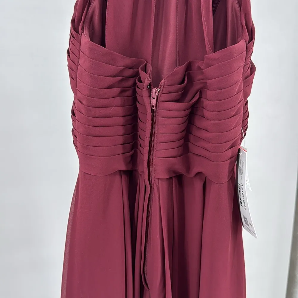 Ginger Azazie Cabernet A-Line Halter Pleated Chiffon Dress custom bridesmaid - Image 12