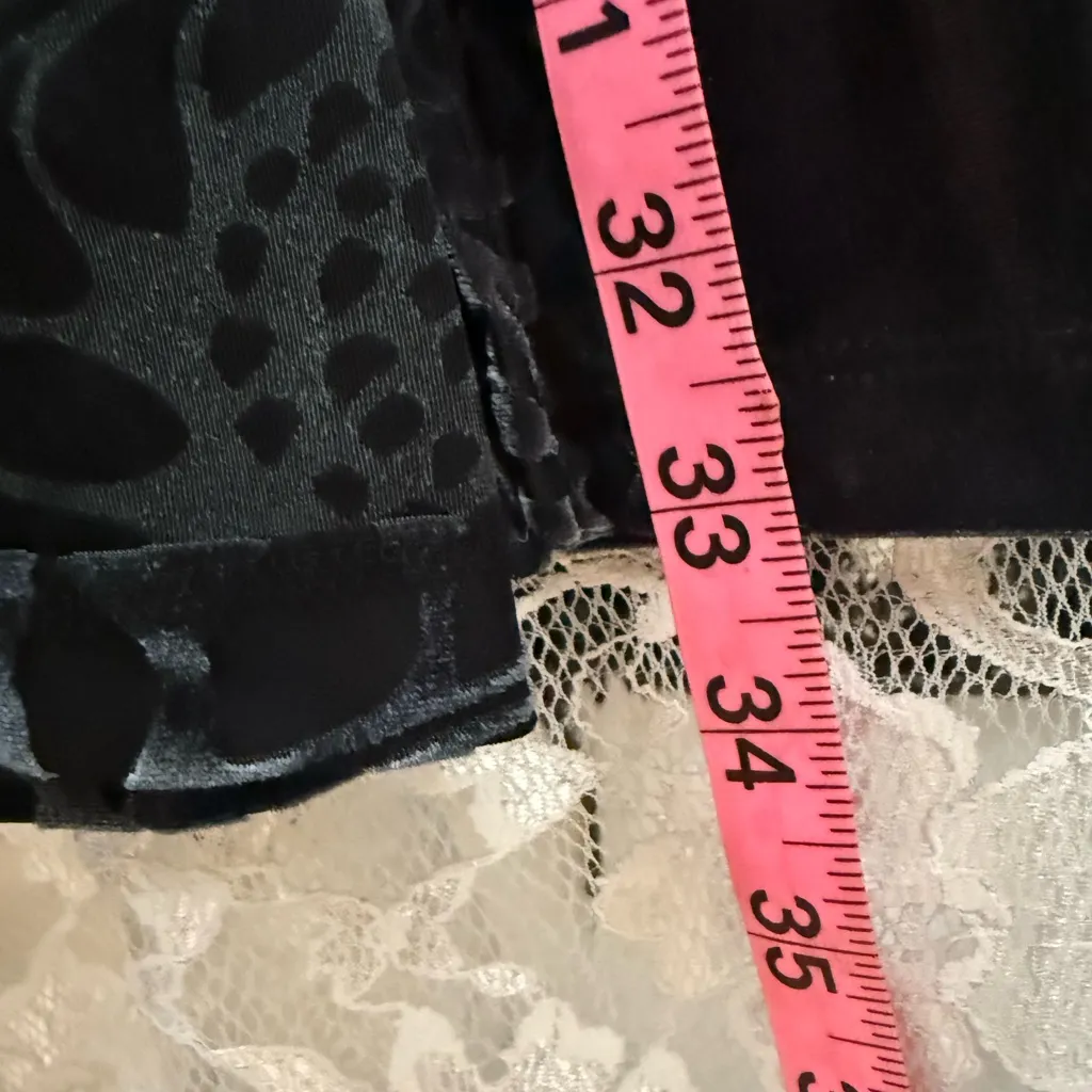 NWOT Symphony dark gray Backless Long Sleeve Dress burnout velvet paisley sheer - Image 15