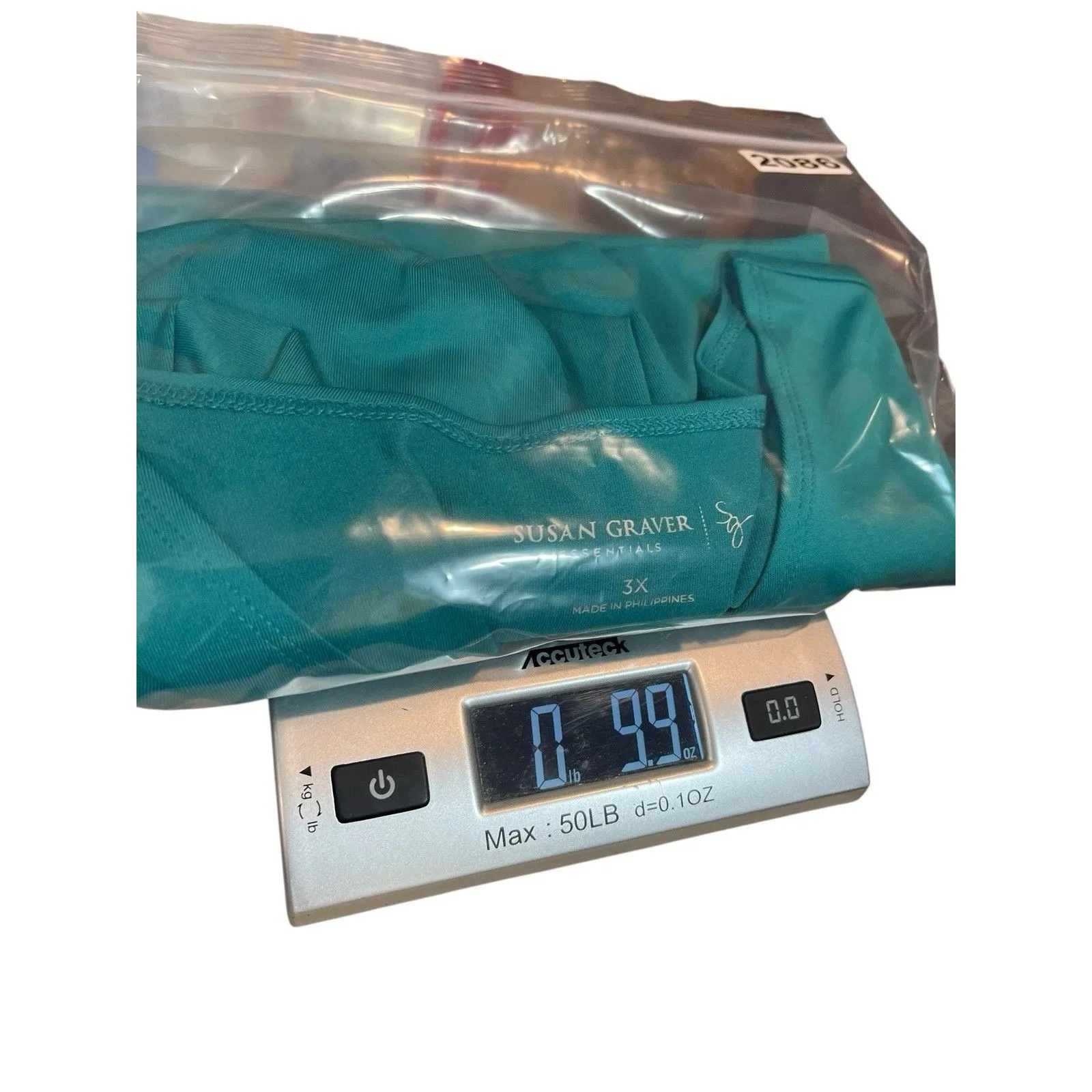 Susan Graver Essentials 3X Aqua Stretchy Knit Top V-Neck 3/4 Sleeve Minimalist - Image 10