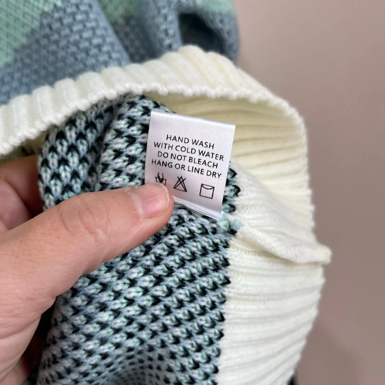 Andree by Unit Mint Leopard Colorblock Sweater Size M Coquette Cozy Soft - Image 7