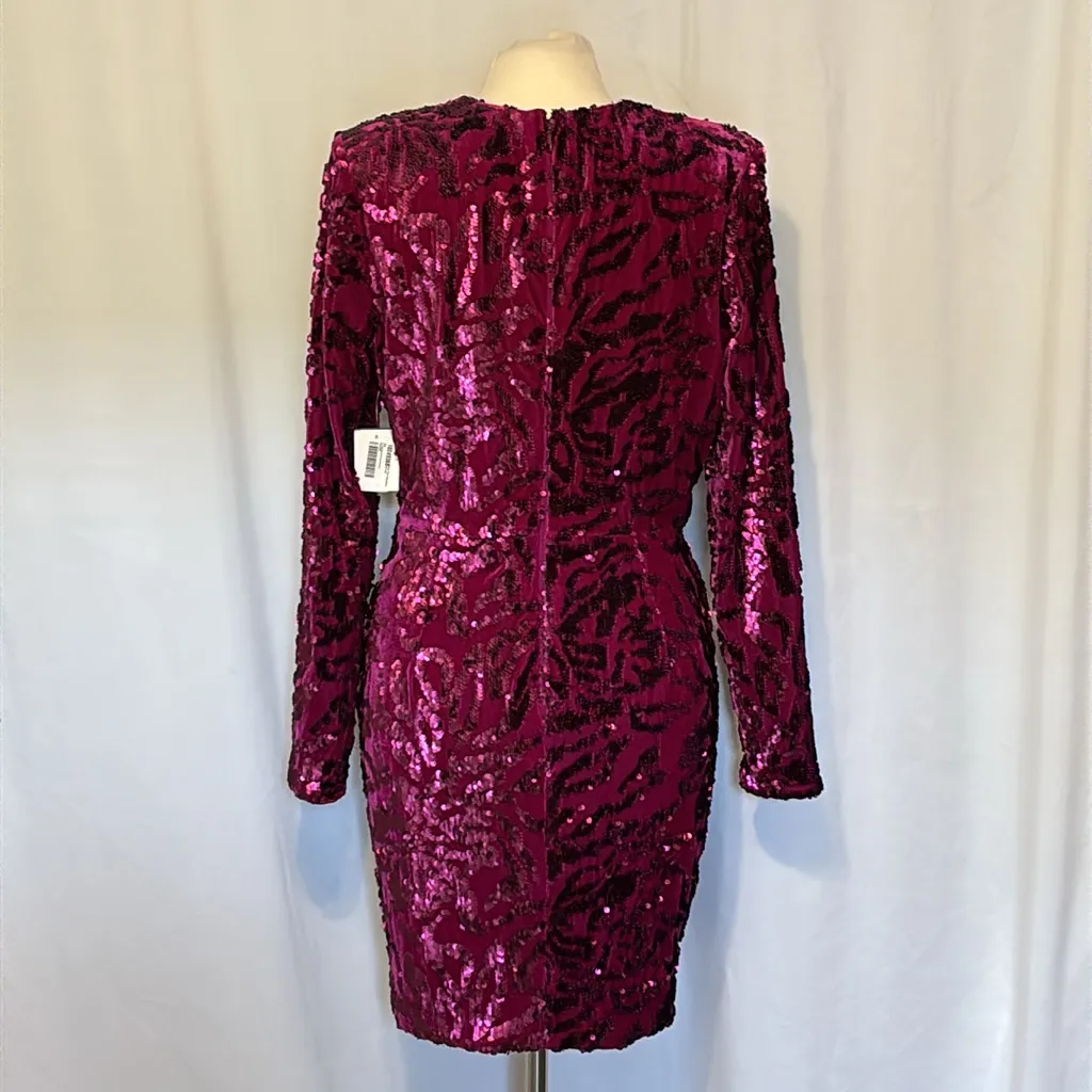 Dress the Population Riley Sequin Velvet Dress Magenta‎ size XL NWT - Image 5