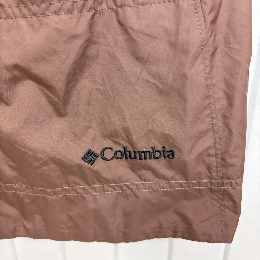 COLUMBIA Lightweight Rain windbreaker Brown jacket coat hood & pockets Size M - Image 4