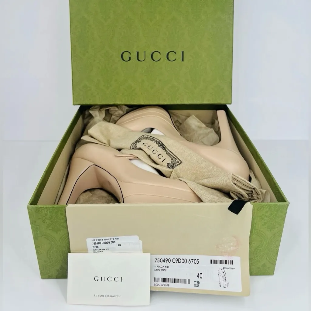Gucci Plato Malaga Leather Platform Mary Jane Marmont Heel Pump Size EU 40 - Image 2