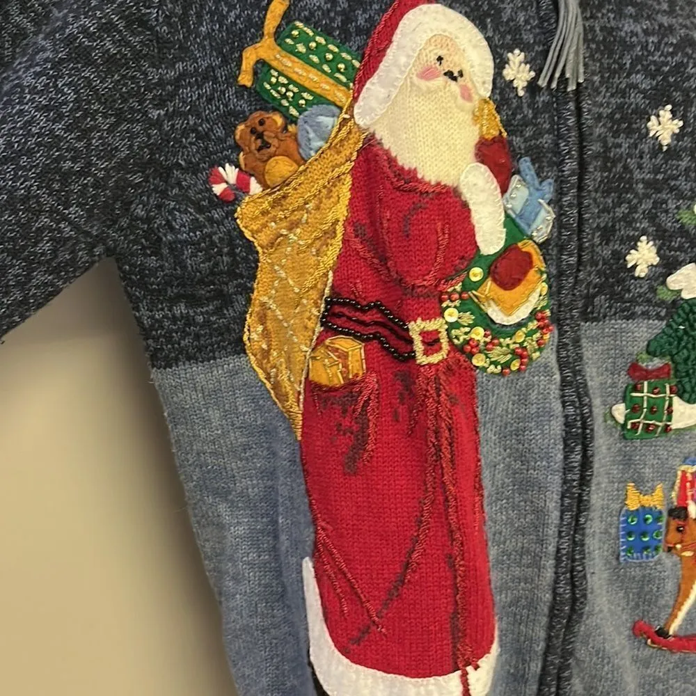 TIARA International 2003 Vintage Heather Blue Christmas Sweater Cardigan - Image 9