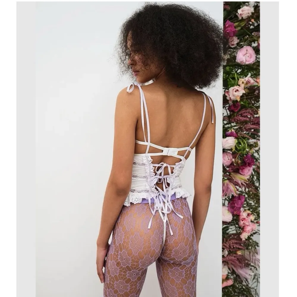 For Love And Lemons & Victory Secret Swirl Eyelet Lace Teddy White 34D $139 - Image 2