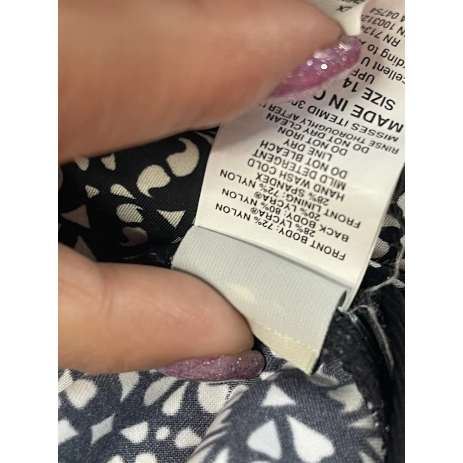 LL Bean Blue Tankini Swim Top Womens Size 14 UPF 50+ Protection Bin11 - Image 3