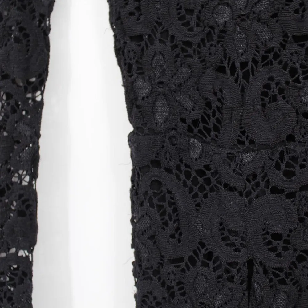 Nightcap Dixie Long Sleeve Lace Romper Size 2 Black Partially Lined Keyhole Back - Image 3