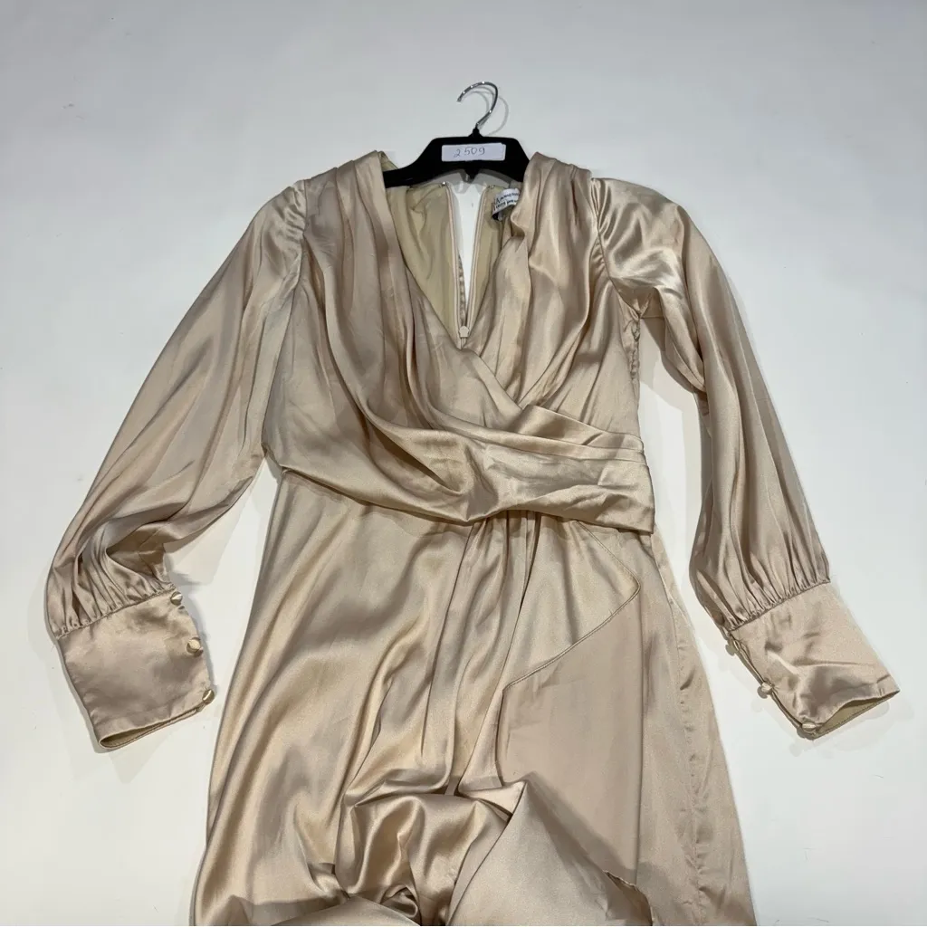 Ieena for Mac Duggal Long Sleeve Gown Champagne long sleeve dress size 4 - Image 4