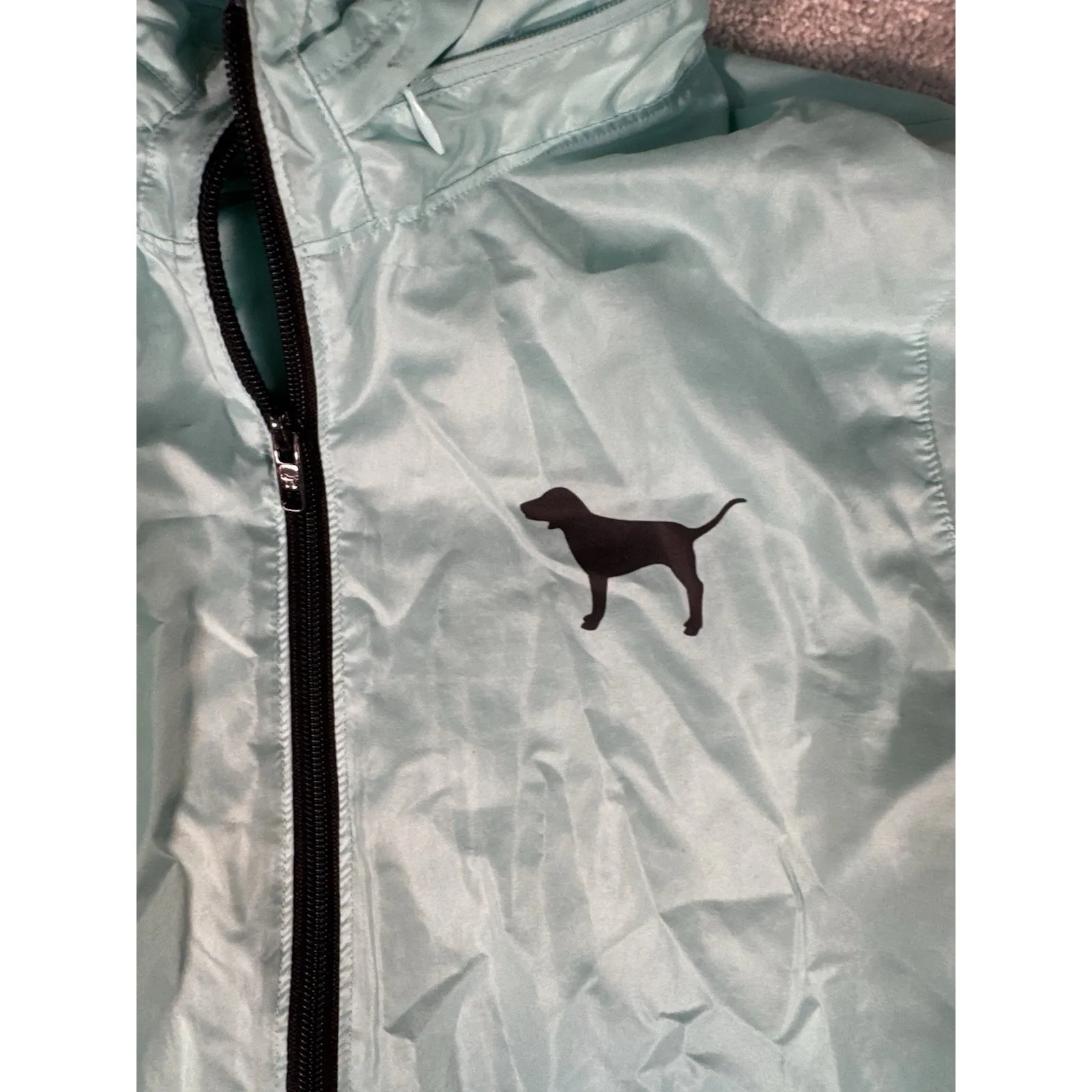 Victorias‎ Secret PINK Jacket XS Ombré Teal Full Zip Tuckaway Hood Windbreaker - Image 3