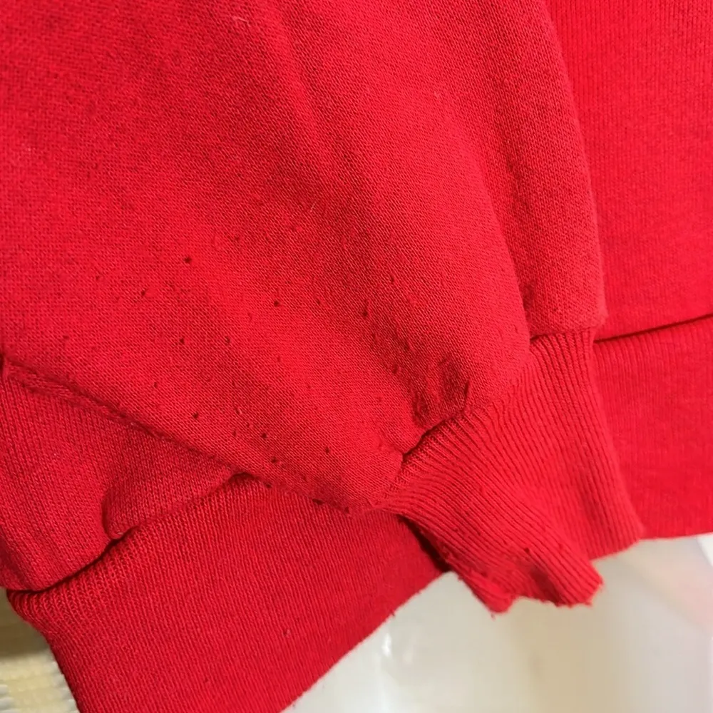 Adorable Vintage 1990s Y2K Cat and Mouse Christmas Sweatshirt Pannill Medium Red - Image 13