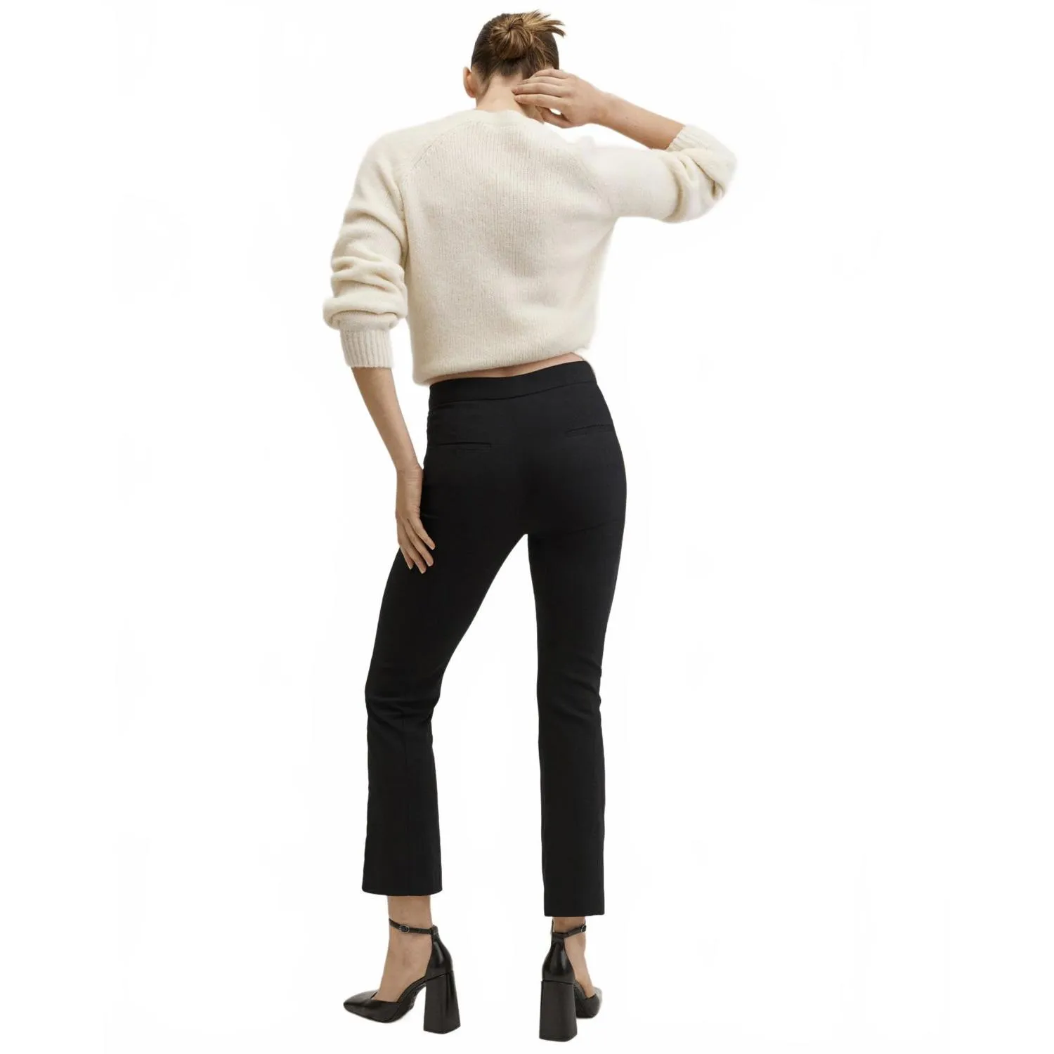 Mango  Flared Ankle Trouser Pants BLACK Size 2 - Image 2