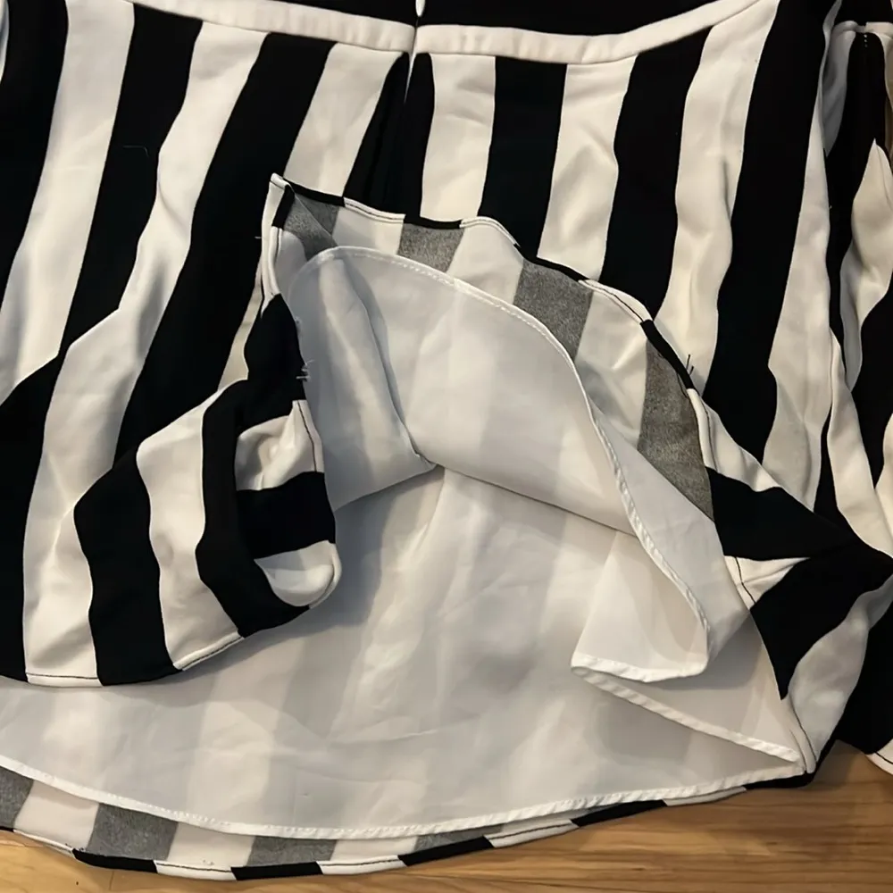 Milly Off the Shoulder Black & White Striped Top - Image 5