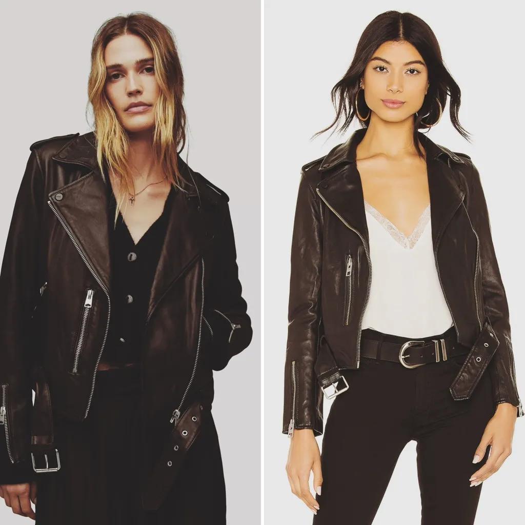 All Saints Balfern Leather Biker Jacket Size 2 US - Image 5