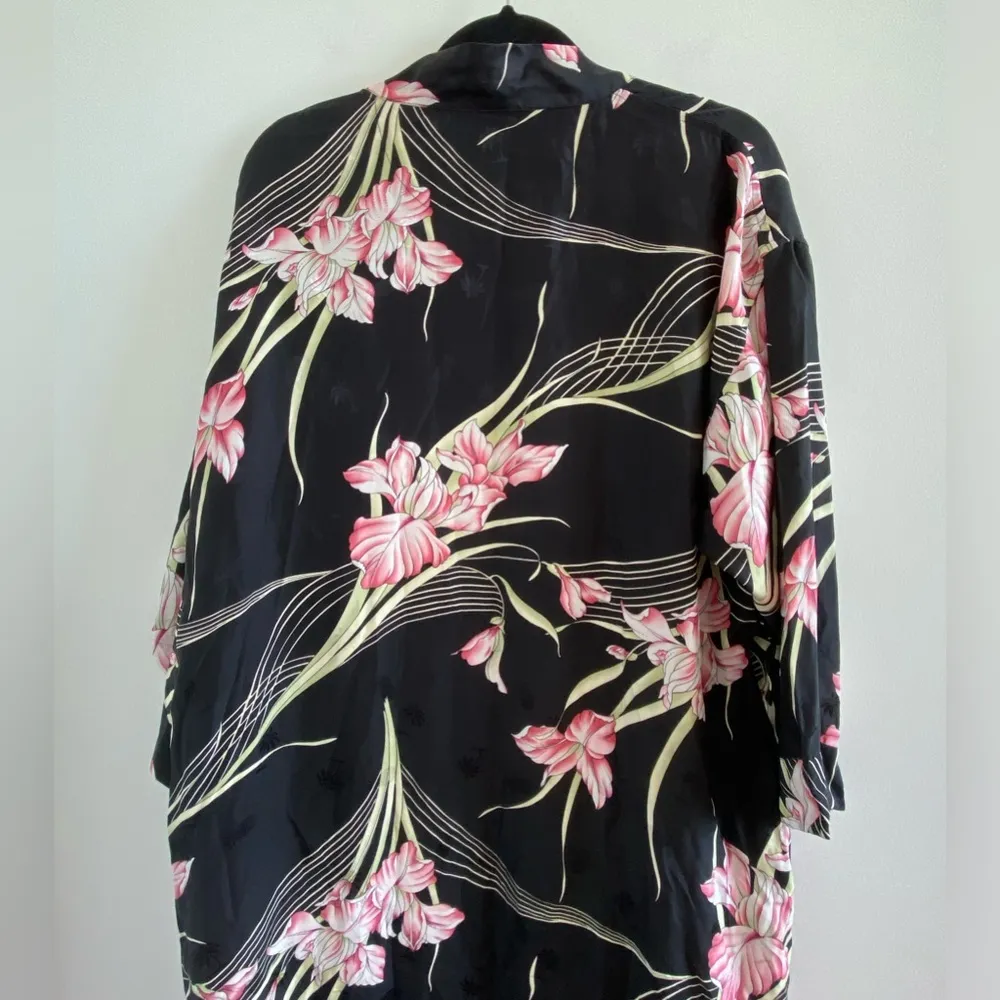 Tommy Bahama Silk Floral Tropical Pineapple Long Kimono Robe S *Missing Belt* - Image 9