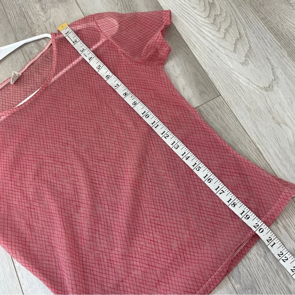 Calvin Klein Top sheer argyle womens Pink (large) vintage party layer edgy - Image 5