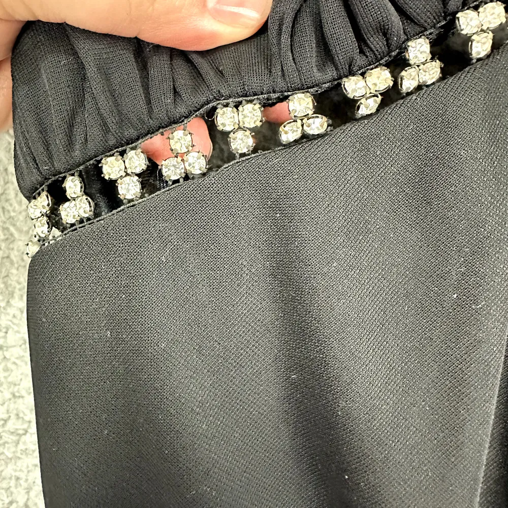 Vtg‎ y2k 90s Cache Mermaid Maxi Babydoll Slip Dress 2 Black Beaded Halter Prom - Image 6