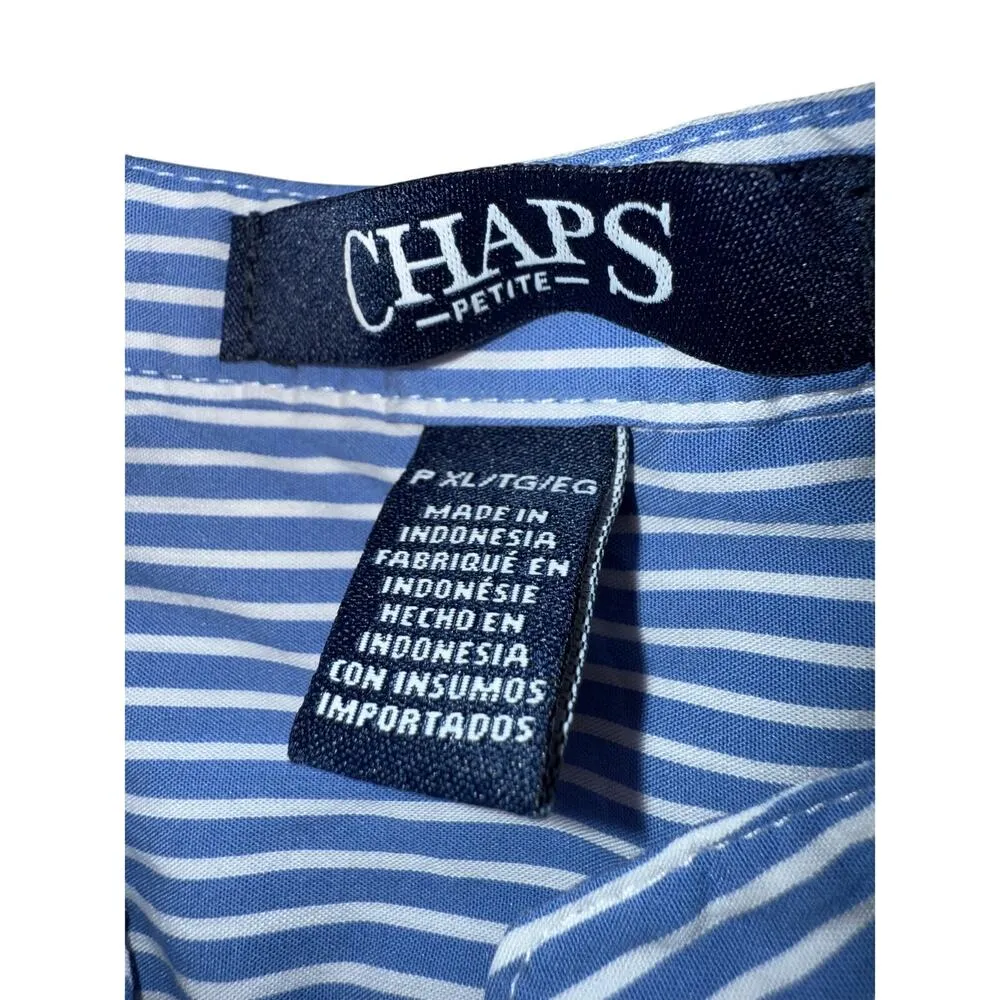 CHAPS Chan Embroidered Blue White Embroidered Stripe Tunic Blouse Dressy Top XL - Image 7