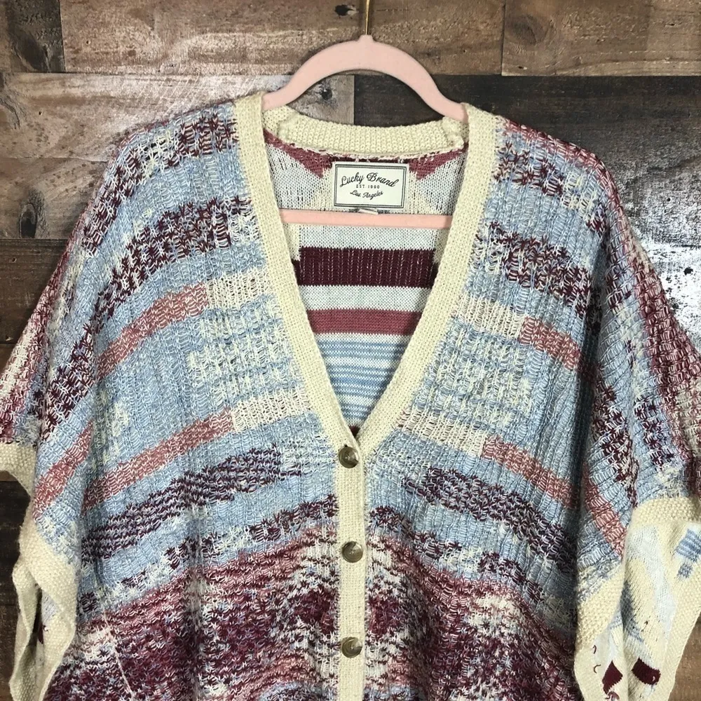 Lucky brand intarsia button up‎ poncho - Image 6