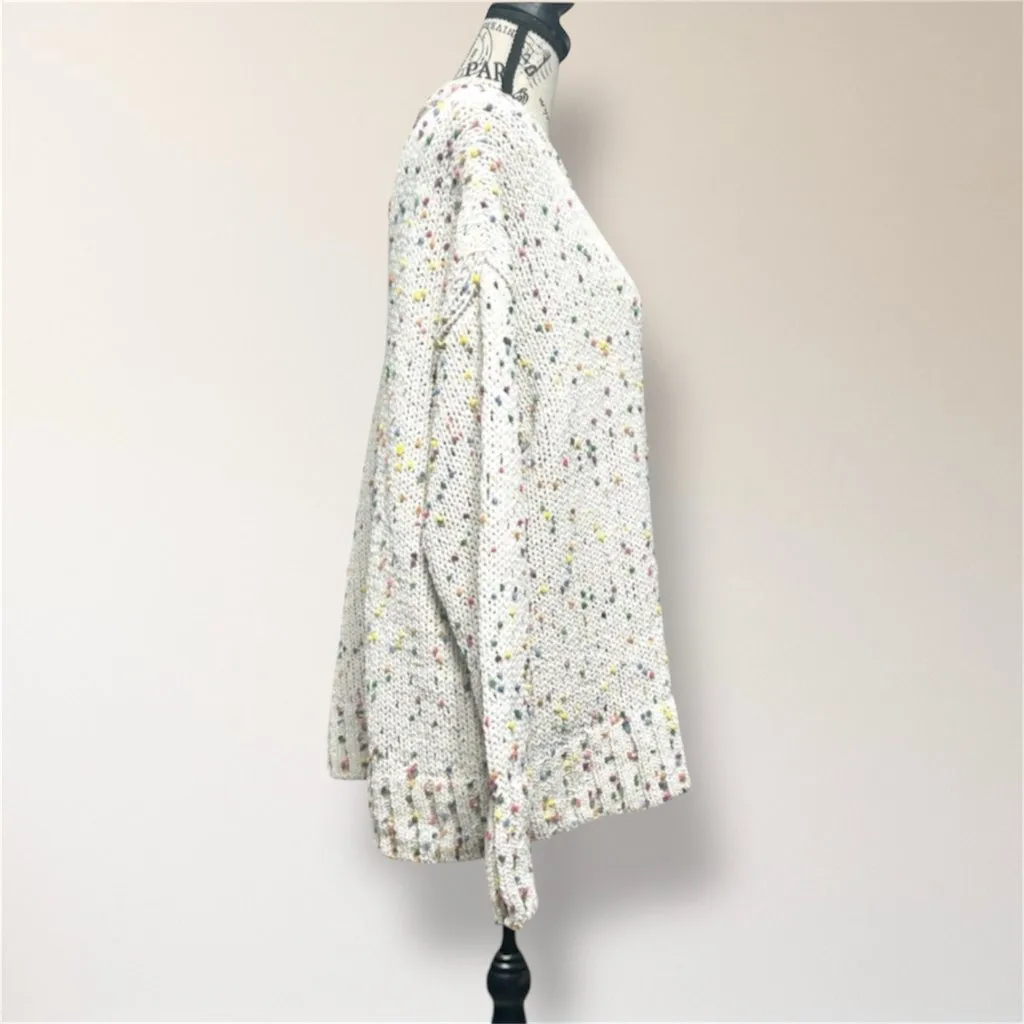 Seven7 Beige Confetti Chunky Knit‎ Sweater Crew Neck Academia Preppy Size Large - Image 2