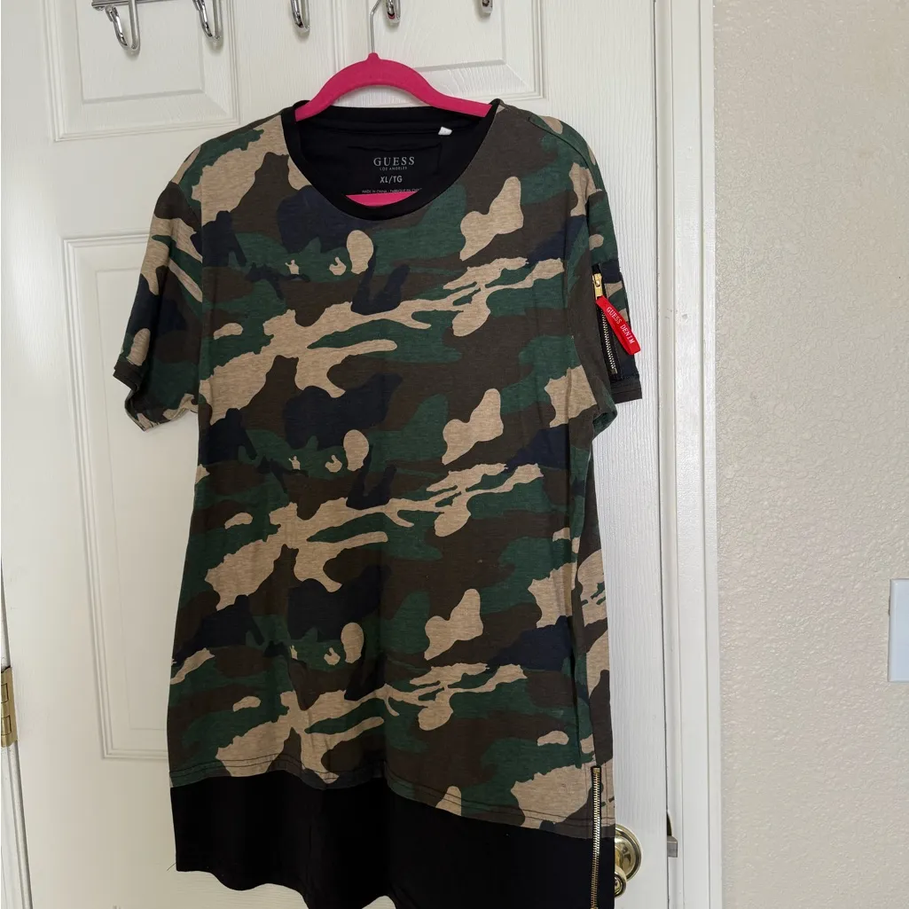 Guess Camo Khaki Green Tshirt Dress - Image 5