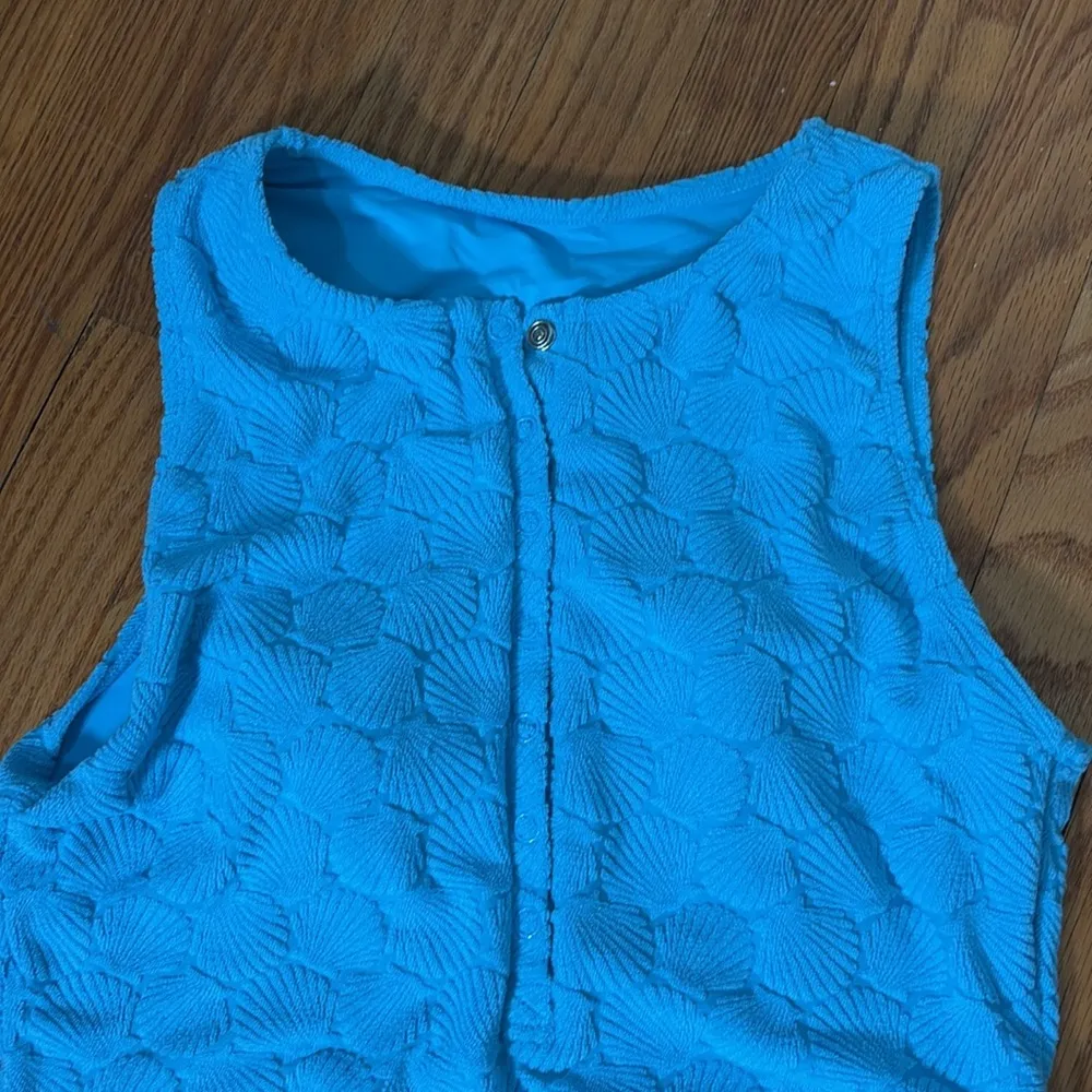 Andie‎ Malibu One piece swimsuit seashell textured blue size S NWT flaw - Image 4