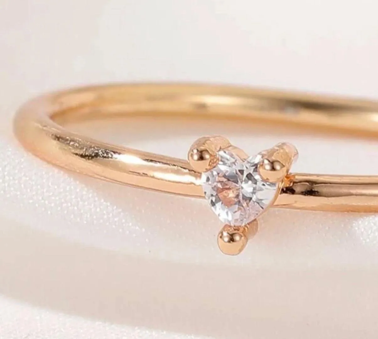 Crystal Heart Delicate Gold Ring - Image 3