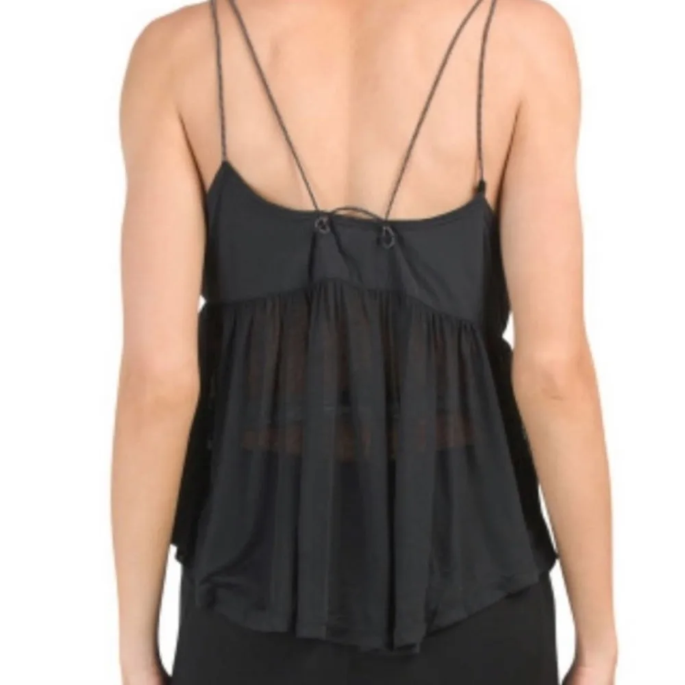 Free People Movement Catch Me Drift Tank Top Women's Ladies Size XS Black Sheer - Image 2