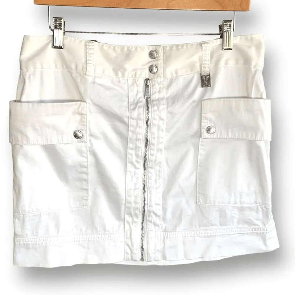 Michael Kors Skirt White Zip Front Cargo Pocket Ultra Mini Cotton Blend - Image 8