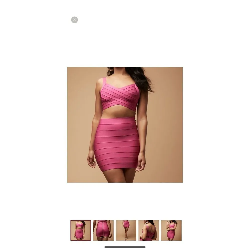 Herve Leger x Forever 21 bright pink Bandage top & Mini Skirt barbie core L / XL - Image 3