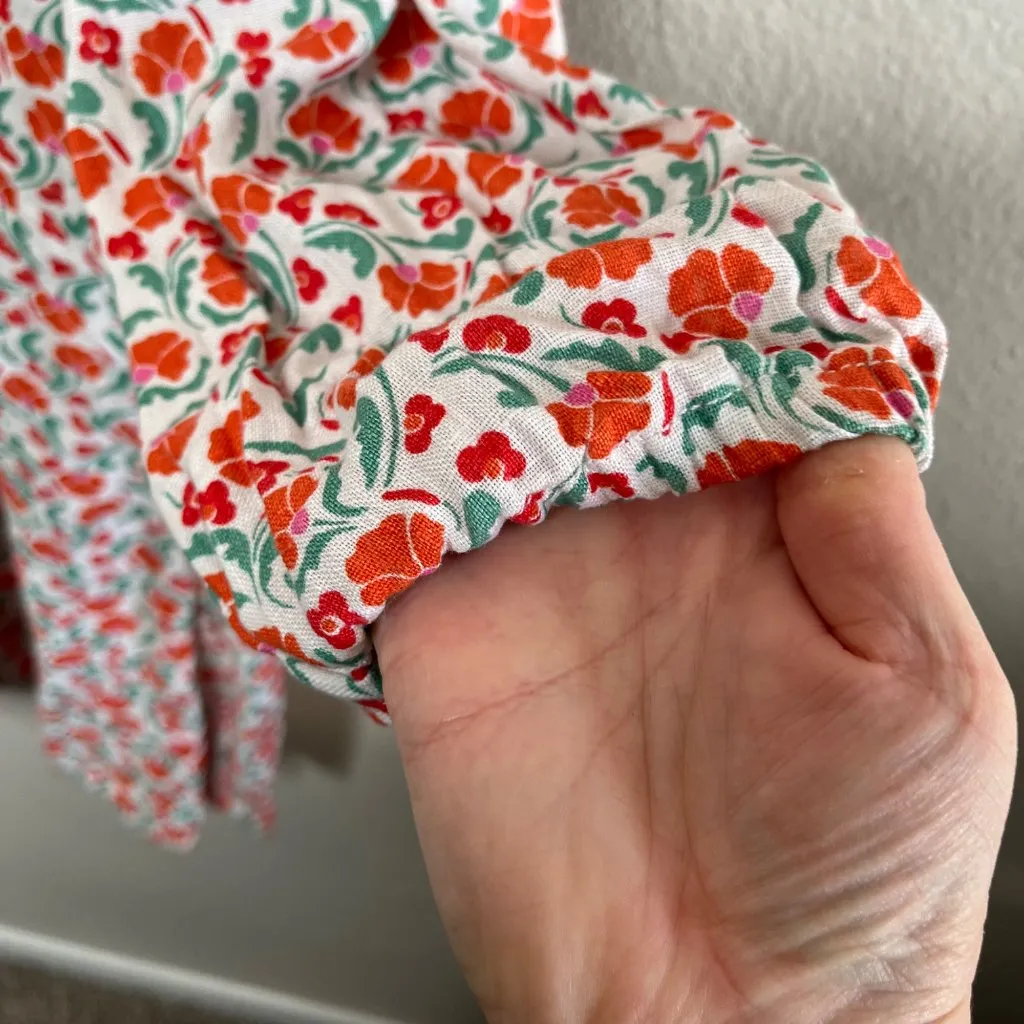 Boden Womens Ditzy Floral Print V Neck Linen Long Sleeve Dress 14L - Image 8