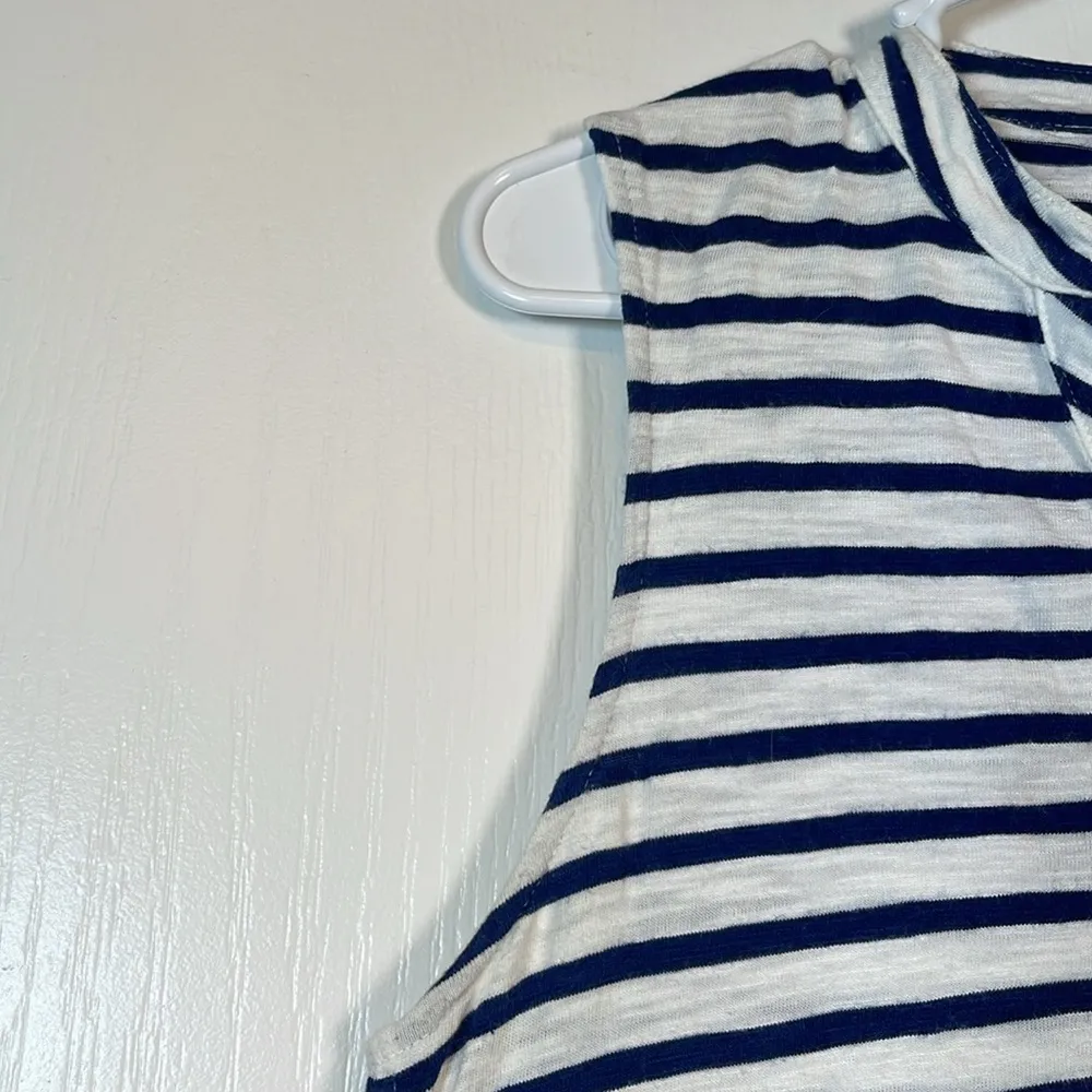 Chico's Striped Slub Blouse Relaxed Fit V-Neck Shirt Size 1 Med EUC #0621-OC - Image 5