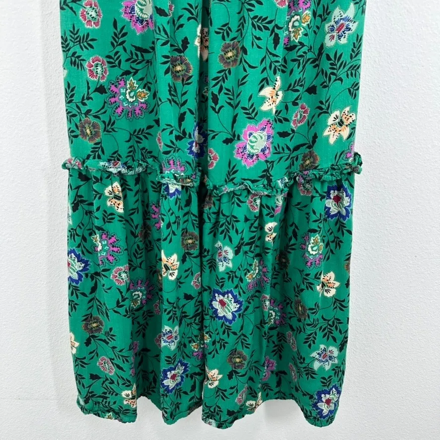 Knox Rose XS One Shoulder‎ Maxi Dress Green Floral Smocked Summer Casual - Image 4