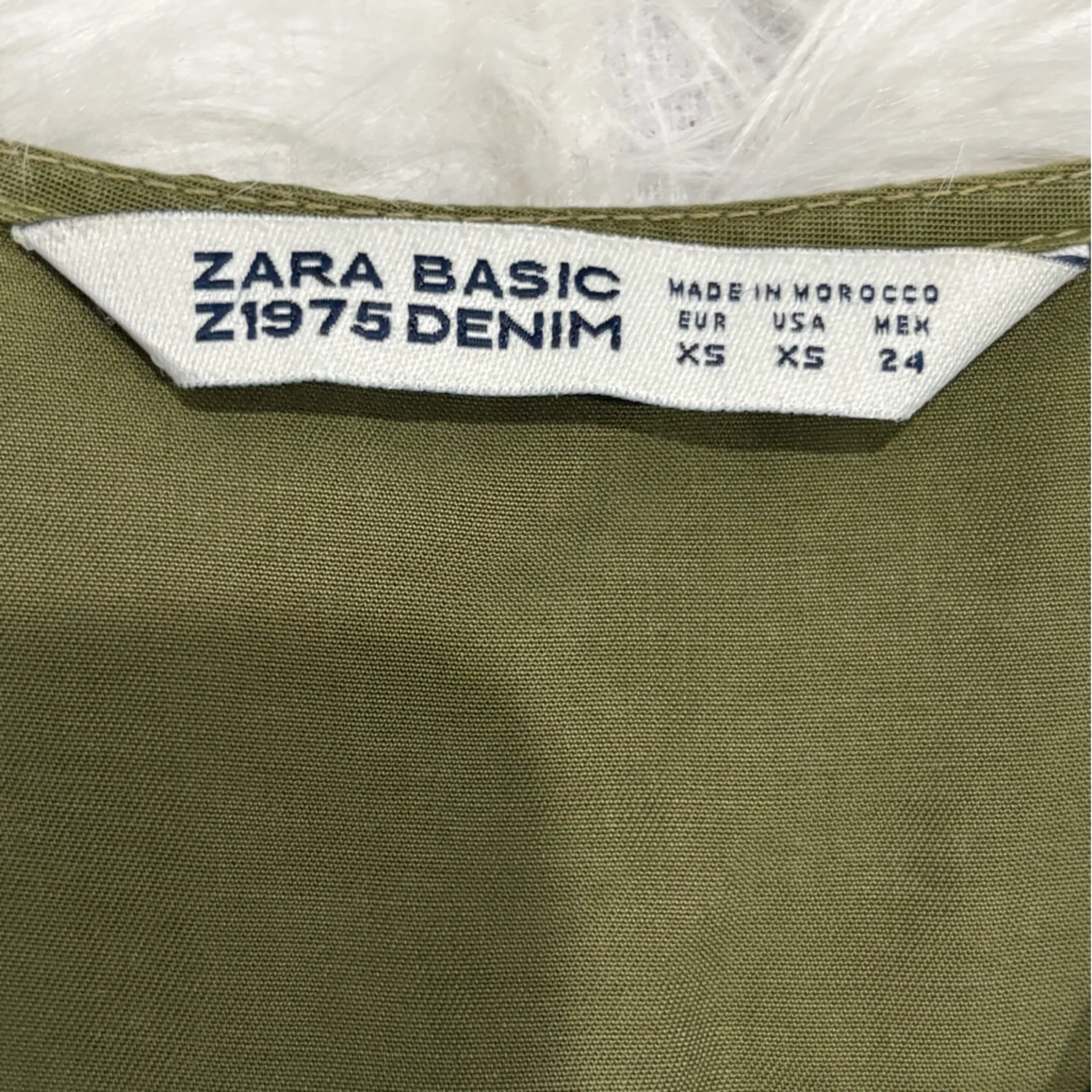 Zara Basic Olive Green Denim Size XS - Image 5