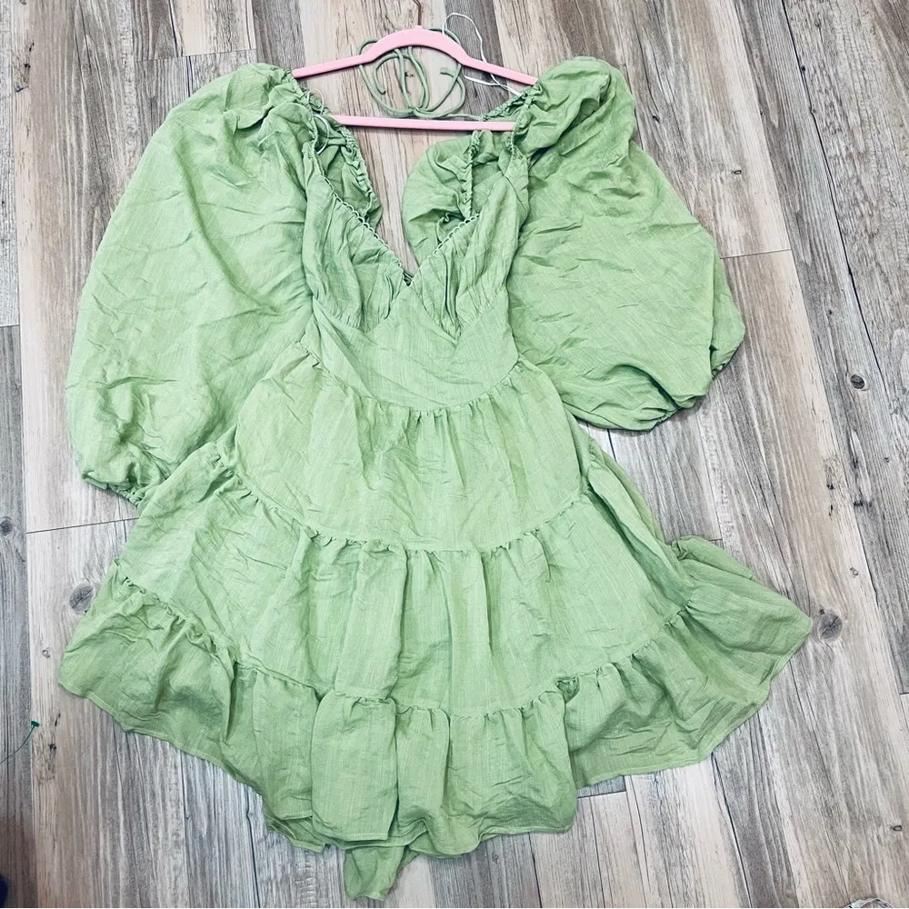 Princess Polly DANNY LONG SLEEVE MINI DRESS GREEN size 10 - Image 10