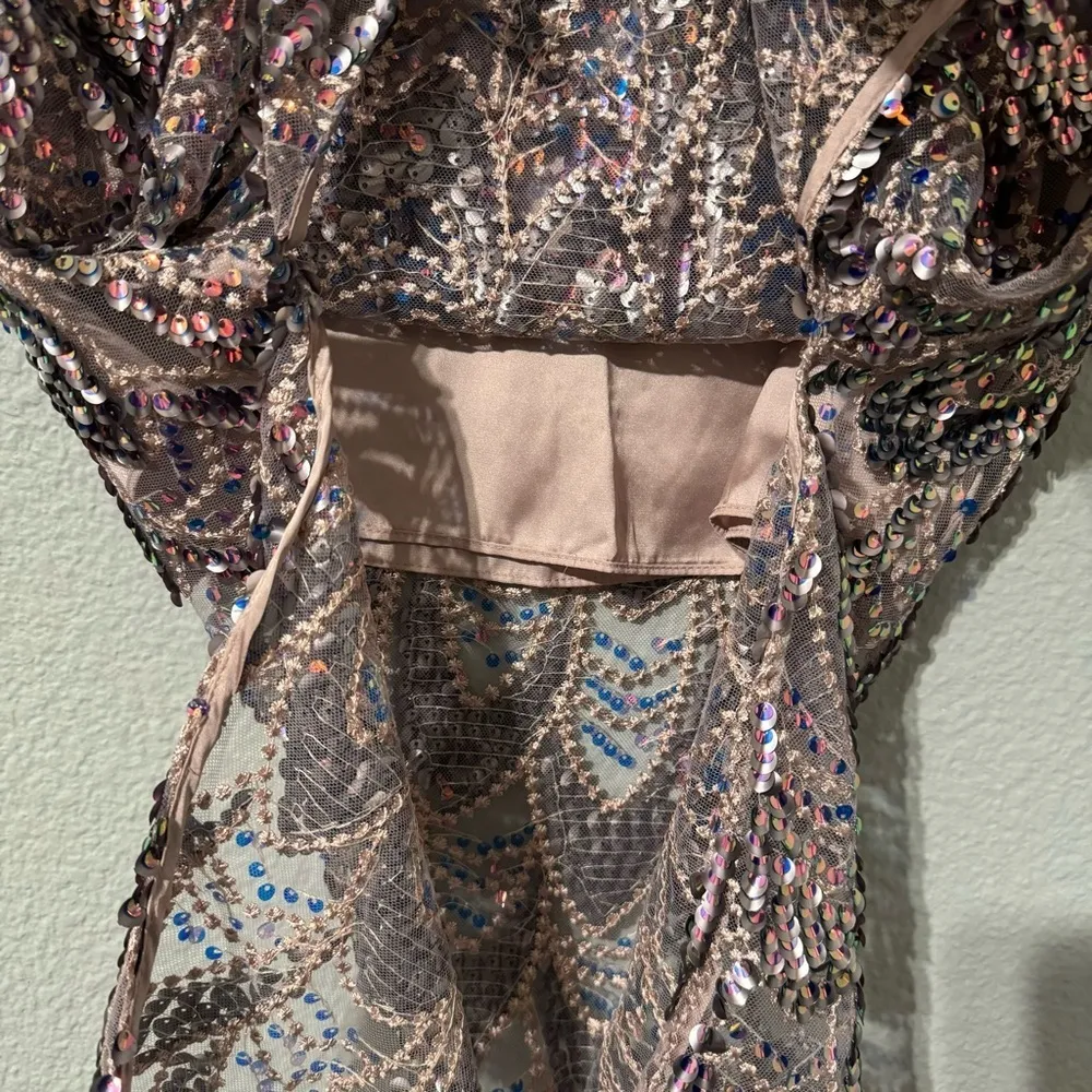 Zara Metallic Multicolored Luxury Sequin High Waisted Skirt Scalloped Hem Sz S - Image 11