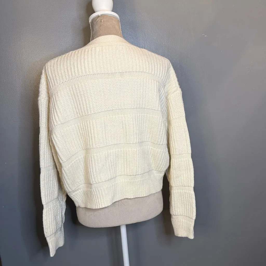 All in Favor Mixed Stitch Cardigan in Cream - Image 3