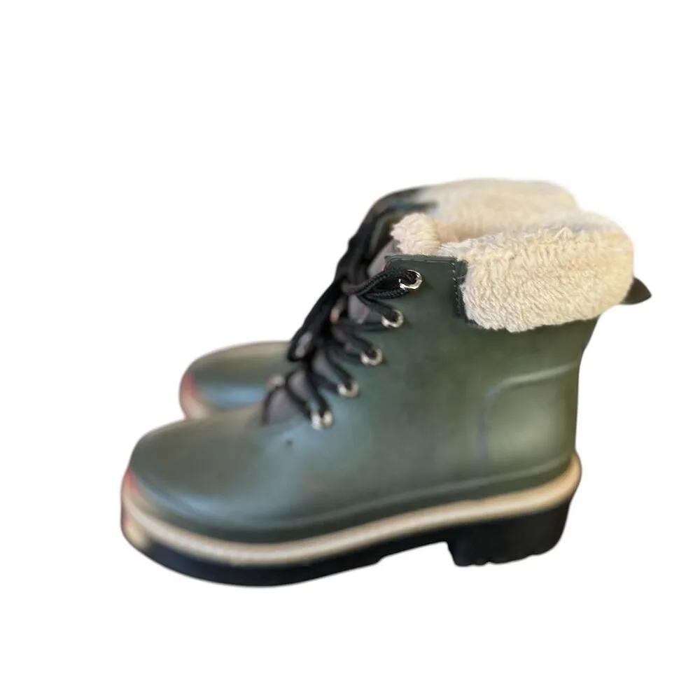 Marc Fisher LTD Women's‎ Green Ankle Snow Boots Fur Trim Lace - Image 4