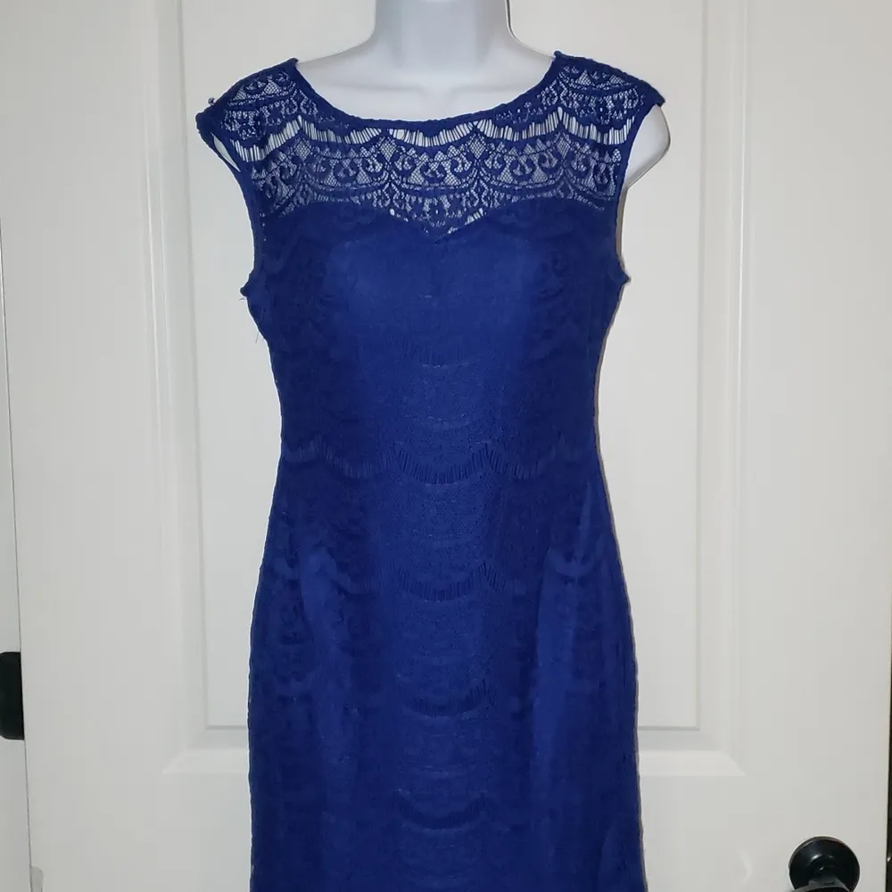 Royal Blue Lace Gown Size 4P - Image 5