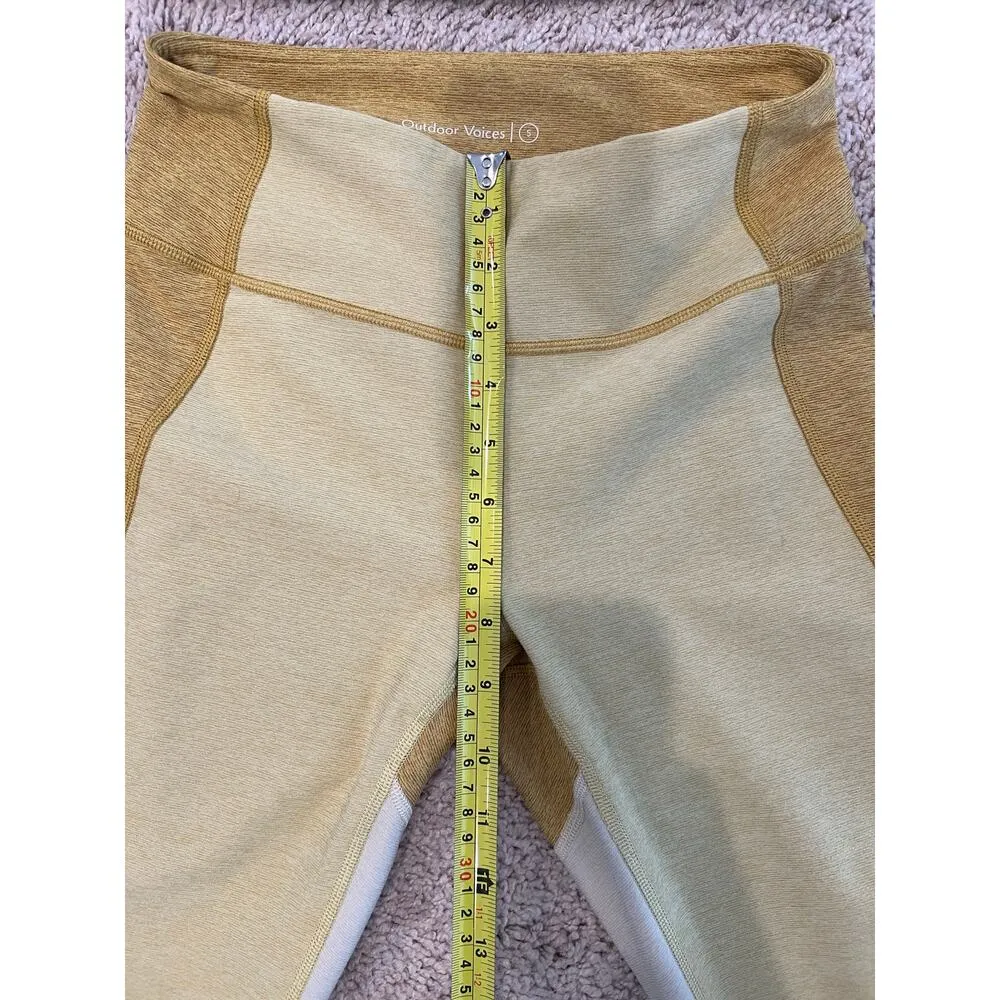 Outdoor Voices SET Leggings Sports Bra Crop Yellow Colorblock Size Small EUC - Image 5