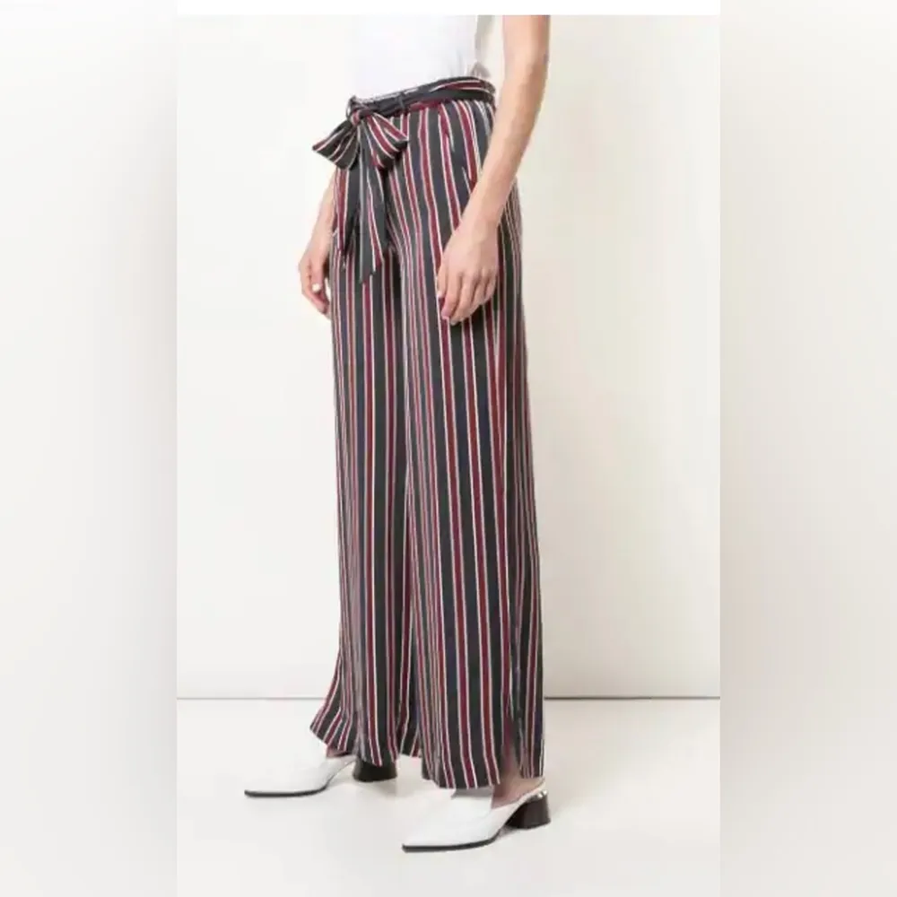 Frame Easy striped charmeuse wild leg pants MEDIUM - Image 3