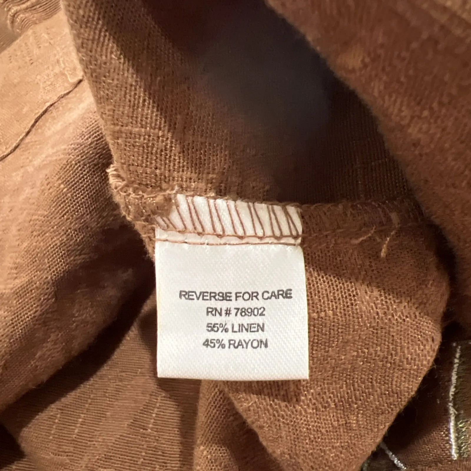 Vtg Erin London Linen Blend Button Up Shirt Jacket Embroidered Bamboo Brown Size 3X - Image 8