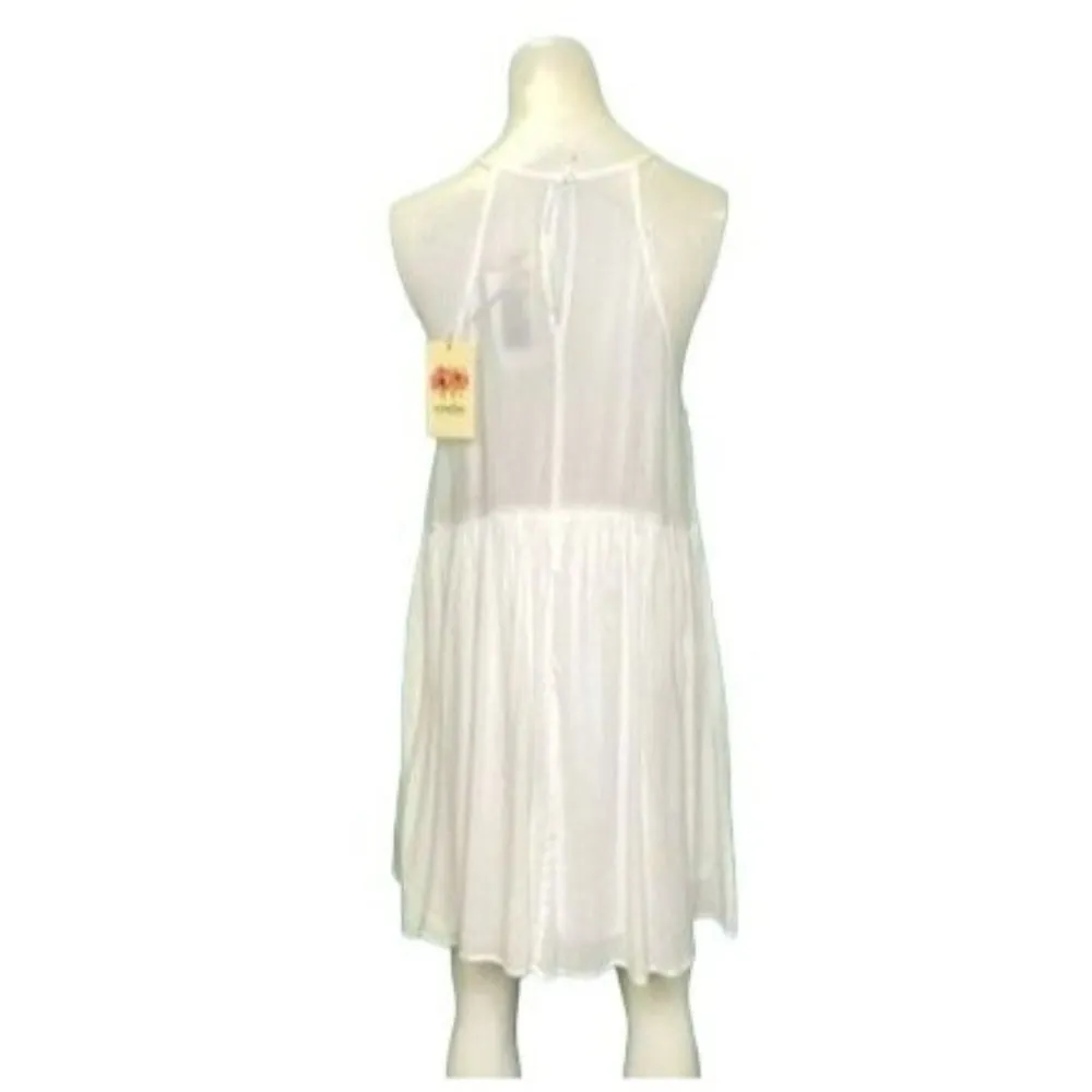 Entro Boho Floral Mini Dress White Size Medium NWT - Image 3